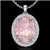 Image 1 : 2.75 CTW Morganite & Micro VS/SI Diamond Halo Solitaire Necklace 18K White Gold - REF-82W8F - 20593
