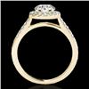 Image 2 : 1.5 CTW H-SI/I Certified Diamond Solitaire Halo Ring 10K Yellow Gold - REF-170T9M - 33483