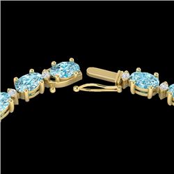 34 CTW Sky Blue Topaz & VS/SI Diamond Tennis Necklace 10K Yellow Gold - REF-149Y8K - 21588