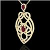 Image 2 : 3.50 CTW Ruby & Micro VS/SI Diamond Heart Necklace Designer 14K Yellow Gold - REF-179Y6K - 21251