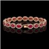 Image 2 : 15.2 CTW Ruby & Diamond Halo Bracelet 10K Rose Gold - REF-255N3Y - 40455