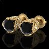Image 1 : 3 CTW Fancy Black Diamond Solitaire Art Deco Stud Earrings 18K Yellow Gold - REF-149W3F - 37417