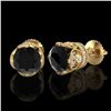 Image 2 : 3 CTW Fancy Black Diamond Solitaire Art Deco Stud Earrings 18K Yellow Gold - REF-149W3F - 37417