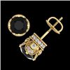 Image 4 : 3 CTW Fancy Black Diamond Solitaire Art Deco Stud Earrings 18K Yellow Gold - REF-149W3F - 37417