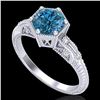 Image 1 : 1.17 CTW Fancy Intense Blue Diamond Solitaire Art Deco Ring 18K White Gold - REF-180X2T - 38034