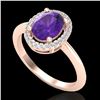Image 2 : 1.75 CTW Amethyst & Micro VS/SI Diamond Ring Solitaire Halo 14K Rose Gold - REF-40H2A - 20997