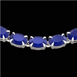 40 CTW Sapphire Eternity Tennis Necklace 14K White Gold - REF-218F2N - 23375
