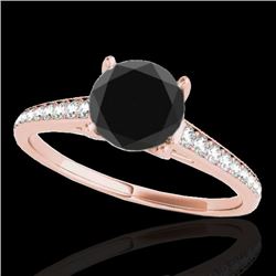 2 CTW Certified VS Black Diamond Solitaire Ring 10K Rose Gold - REF-76T4M - 34857