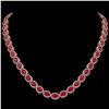 Image 1 : 34.11 CTW Ruby & Diamond Halo Necklace 10K Rose Gold - REF-562X9T - 40404