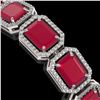Image 4 : 38.61 CTW Ruby & Diamond Halo Bracelet 10K White Gold - REF-424X5T - 41525