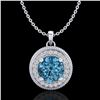 Image 1 : 1.25 CTW Fancy Intense Blue Diamond Solitaire Art Deco Necklace 18K White Gold - REF-132W8F - 38020