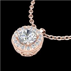 1.1 CTW VS/SI Diamond Solitaire Art Deco Stud Necklace 18K Rose Gold - REF-218A2X - 37122