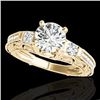 Image 1 : 1.38 CTW H-SI/I Certified Diamond Solitaire Antique Ring 10K Yellow Gold - REF-174K5W - 34641