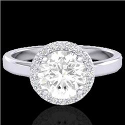 1.75 CTW Halo VS/SI Diamond Micro Pave Ring Solitaire 18K White Gold - REF-489Y5K - 21639