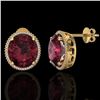 Image 2 : 20 CTW Garnet & Micro Pave VS/SI Diamond Halo Earrings 18K Yellow Gold - REF-118A2X - 20274