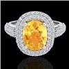 Image 1 : 3.50 CTW Citrine & Micro Pave VS/SI Diamond Halo Ring 14K White Gold - REF-98M2H - 20715