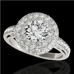 2.25 CTW H-SI/I Certified Diamond Solitaire Halo Ring 10K White Gold - REF-218W2F - 34202