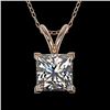 Image 1 : 1 CTW Certified VS/SI Quality Princess Diamond Solitaire Necklace 10K Rose Gold - REF-265H3A - 33196