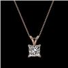 Image 4 : 1 CTW Certified VS/SI Quality Princess Diamond Solitaire Necklace 10K Rose Gold - REF-265H3A - 33196