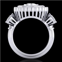 2.62 CTW VS/SI Diamond Solitaire Art Deco 3 Stone Ring 18K White Gold - REF-343M5H - 37088