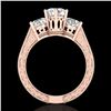 Image 1 : 2.01 CTW VS/SI Diamond Solitaire Art Deco 3 Stone Ring 18K Rose Gold - REF-527T3M - 36930
