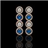 Image 1 : 5.42 CTW Blue & White Diamond Designer Earrings 18K Rose Gold - REF-685W3F - 42594