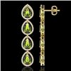 Image 2 : 10.48 CTW Tourmaline & Diamond Halo Earrings 10K Yellow Gold - REF-195Y6K - 41305