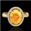 Image 1 : 2.50 CTW Citrine And Micro Pave VS/SI Diamond Ring Halo 18K Yellow Gold - REF-50W2F - 21102