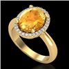 Image 2 : 2.50 CTW Citrine And Micro Pave VS/SI Diamond Ring Halo 18K Yellow Gold - REF-50W2F - 21102
