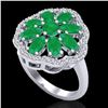 Image 1 : 4 CTW Emerald & VS/SI Diamond Cluster Designer Halo Ring 10K White Gold - REF-60H9A - 20779