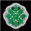 Image 2 : 4 CTW Emerald & VS/SI Diamond Cluster Designer Halo Ring 10K White Gold - REF-60H9A - 20779