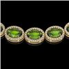 Image 4 : 48.14 CTW Peridot & Diamond Halo Necklace 10K Yellow Gold - REF-756M5H - 40582