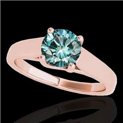 1.5 CTW Si Certified Fancy Blue Diamond Solitaire Ring 10K Rose Gold - REF-260Y2K - 35540