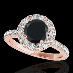 1.75 CTW Certified VS Black Diamond Solitaire Halo Ring 10K Rose Gold - REF-82X8T - 33440
