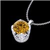 Image 2 : 1.13 CTW Intense Fancy Yellow Diamond Art Deco Stud Necklace 18K White Gold - REF-136W4F - 37427