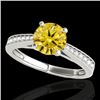 Image 1 : 1.25 CTW Certified Si/I Fancy Intense Yellow Diamond Solitaire Ring 10K White Gold - REF-158X2T - 35