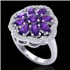 Image 1 : 3 CTW Amethyst & VS/SI Diamond Cluster Designer Halo Ring 10K White Gold - REF-52A2X - 20771