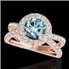 Image 1 : 2.01 CTW Si Certified Fancy Blue Diamond Solitaire Halo Ring 10K Rose Gold - REF-209H3A - 34031