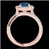 Image 2 : 2.01 CTW Si Certified Fancy Blue Diamond Solitaire Halo Ring 10K Rose Gold - REF-209H3A - 34031