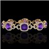 Image 1 : 30 CTW Amethyst & Micro VS/SI Diamond Bracelet 14K Yellow Gold - REF-368T9M - 23017