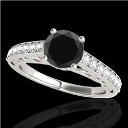 1.65 CTW Certified VS Black Diamond Solitaire Ring 10K White Gold - REF-63M3H - 35026