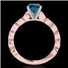 Image 2 : 1.5 CTW Si Certified Fancy Blue Diamond Solitaire Ring 10K Rose Gold - REF-163W6F - 34886