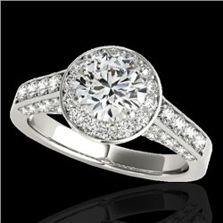 1.8 CTW H-SI/I Certified Diamond Solitaire Halo Ring 10K White Gold - REF-178Y2K - 34042