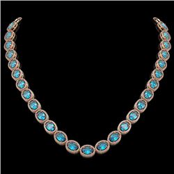 55.41 CTW Swiss Topaz & Diamond Halo Necklace 10K Rose Gold - REF-681W8F - 40587