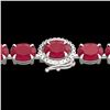 Image 1 : 23.25 CTW Ruby & VS/SI Diamond Eternity Tennis Micro Halo Bracelet 14K White Gold - REF-154W5F - 402