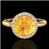 Image 1 : 2 CTW Citrine & Micro VS/SI Diamond Ring Designer Halo 18K Yellow Gold - REF-58N4Y - 23208