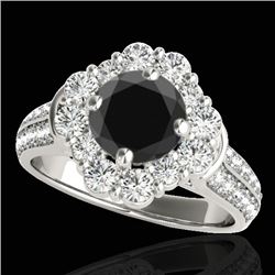 2.81 CTW Certified VS Black Diamond Solitaire Halo Ring 10K White Gold - REF-136W5F - 33961