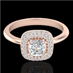 1.16 CTW Micro Si Cushion Diamond Engagement Ring Solitaire Halo 14K Rose Gold - REF-134H4A - 21030