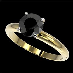 1.50 CTW Fancy Black VS Diamond Solitaire Engagement Ring 10K Yellow Gold - REF-47T3M - 32927