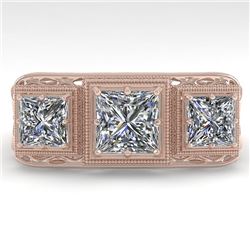 2 CTW Past Present Future VS/SI Princess Diamond Ring 18K Rose Gold - REF-481X6T - 36068